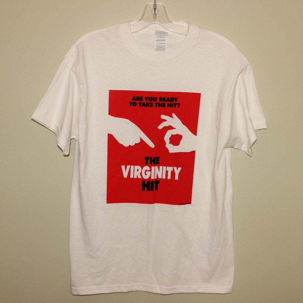 3/$21❤️unworn The Virginity Hit 2010 movie promo t-shirt top Adult sex comedy